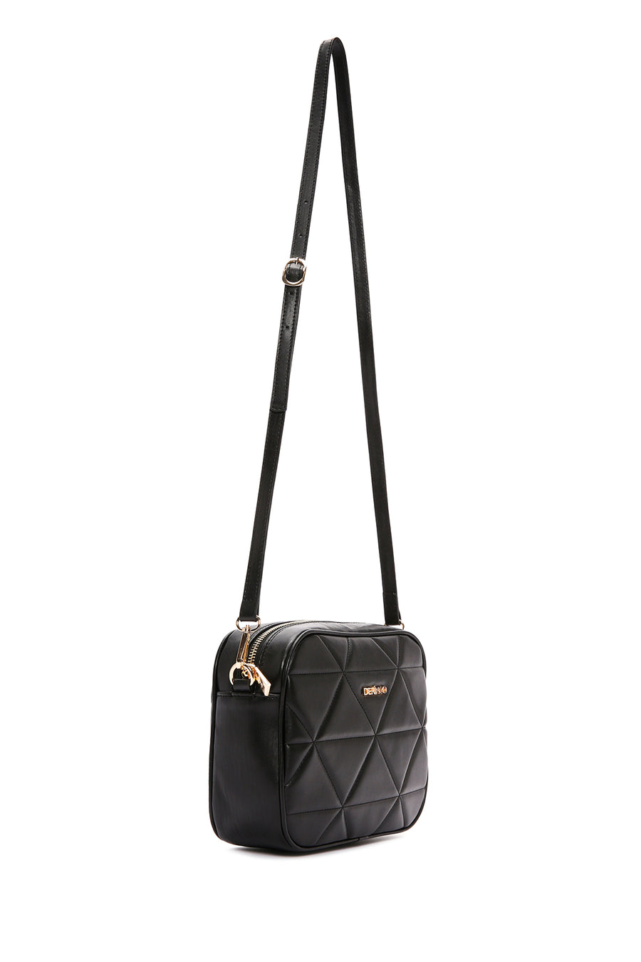 Women's Black Long Strap Quilted Crossbody Bag