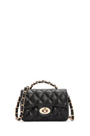 Women's Black Long Strap Quilted Crossbody Bag | Derimod