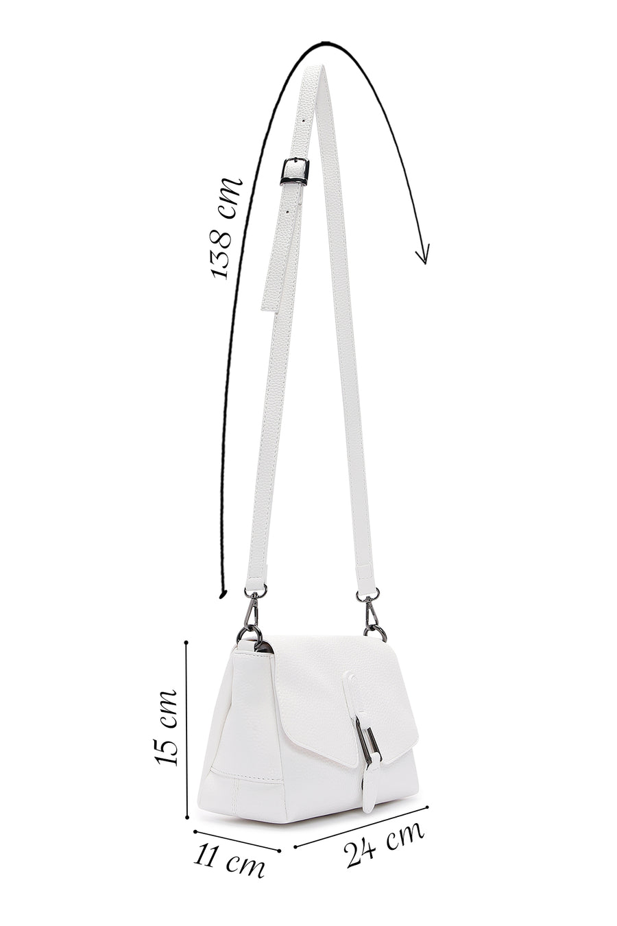 Women's White Long Strap Crossbody Bag