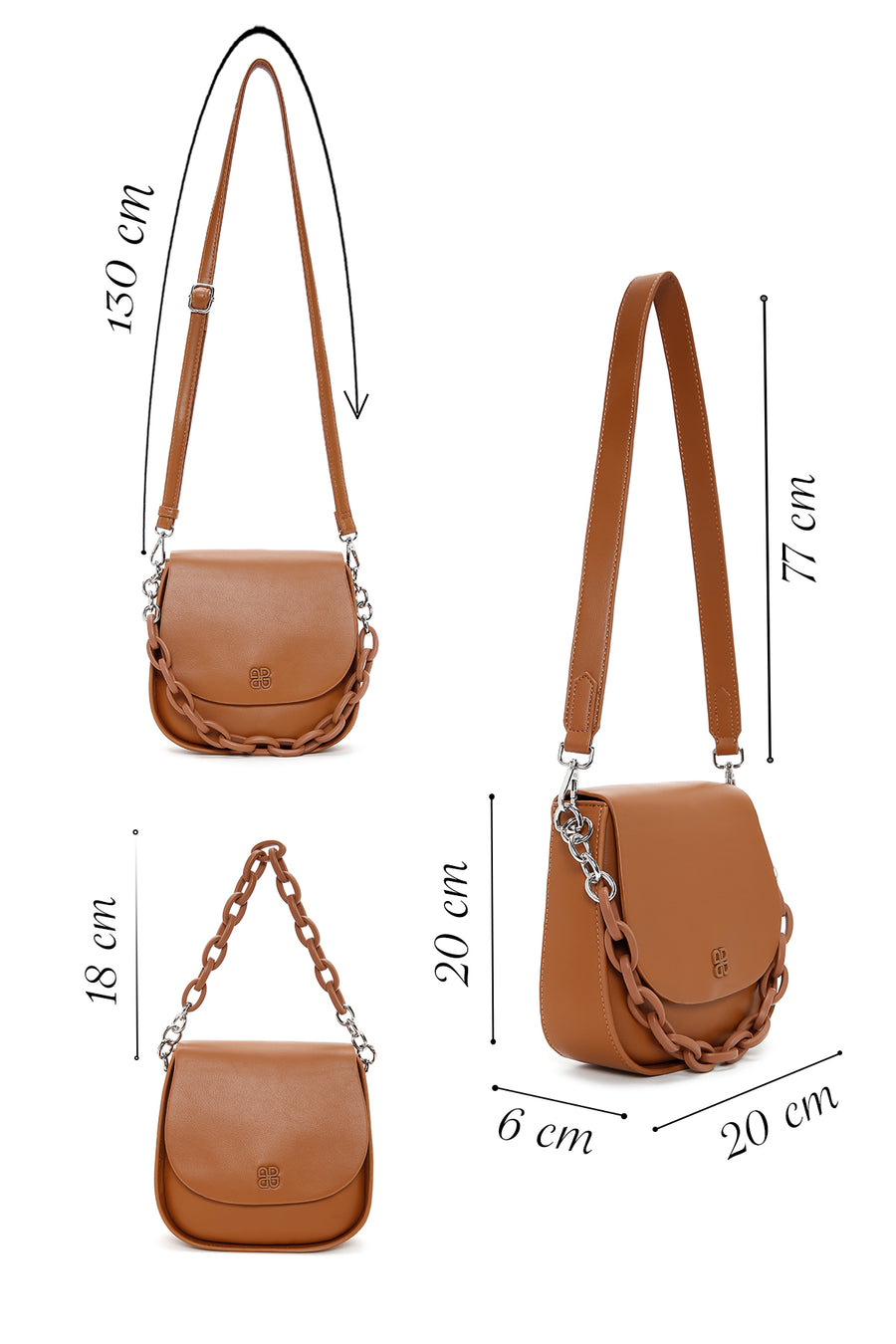 Women's Tan Long Strap Crossbody Bag