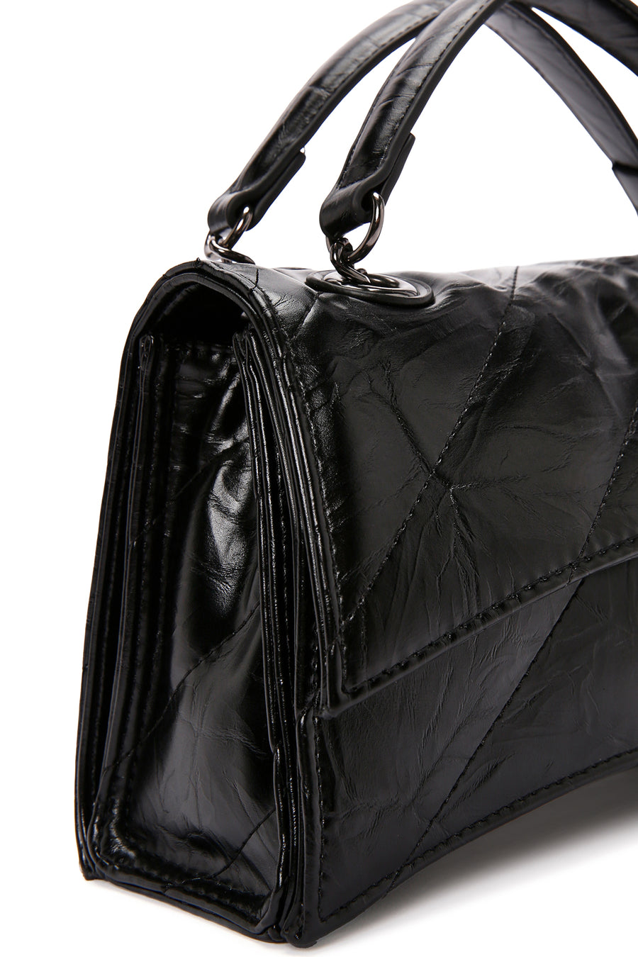 Women's Black Long Strap Quilted Handbag
