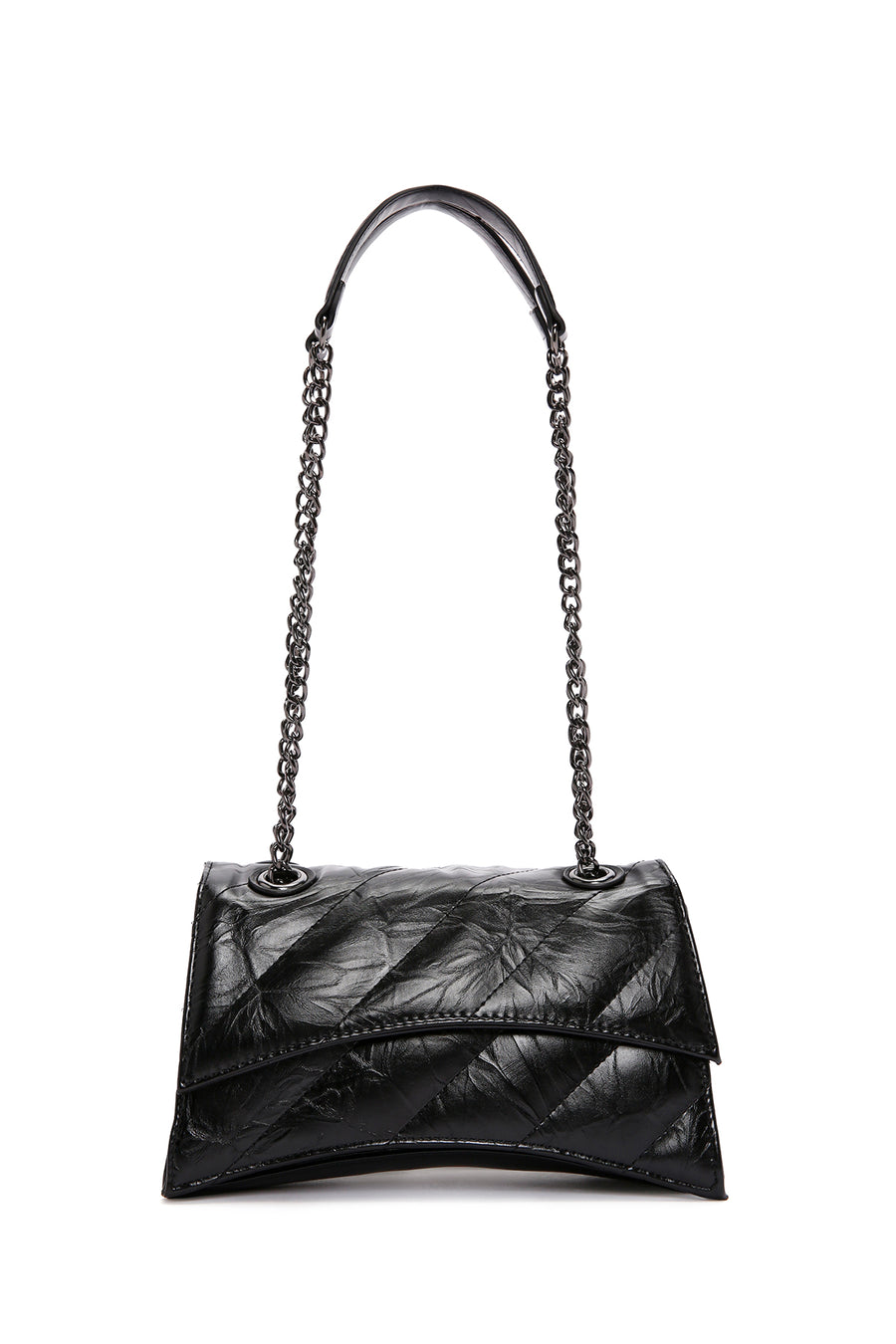Women's Black Long Strap Quilted Handbag