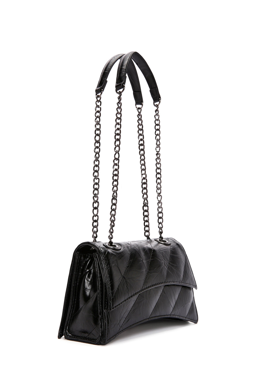 Women's Black Long Strap Quilted Handbag