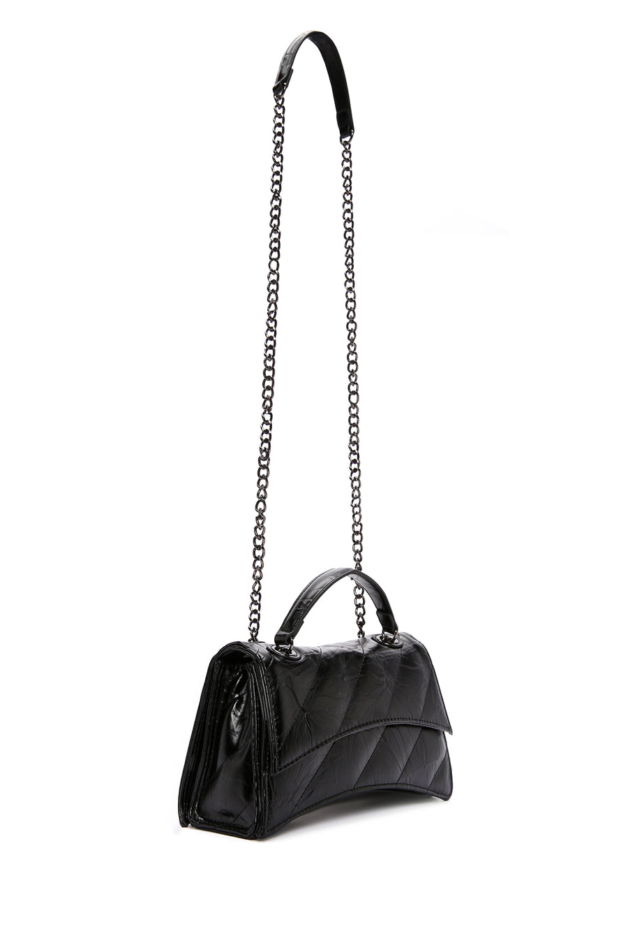 Women's Black Long Strap Quilted Handbag