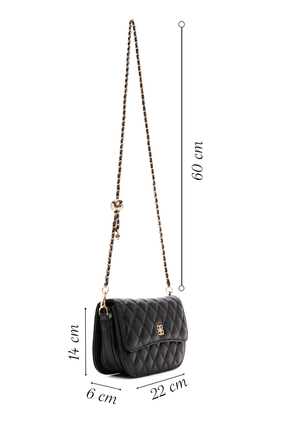 Women's Black Long Strap Quilted Crossbody Bag