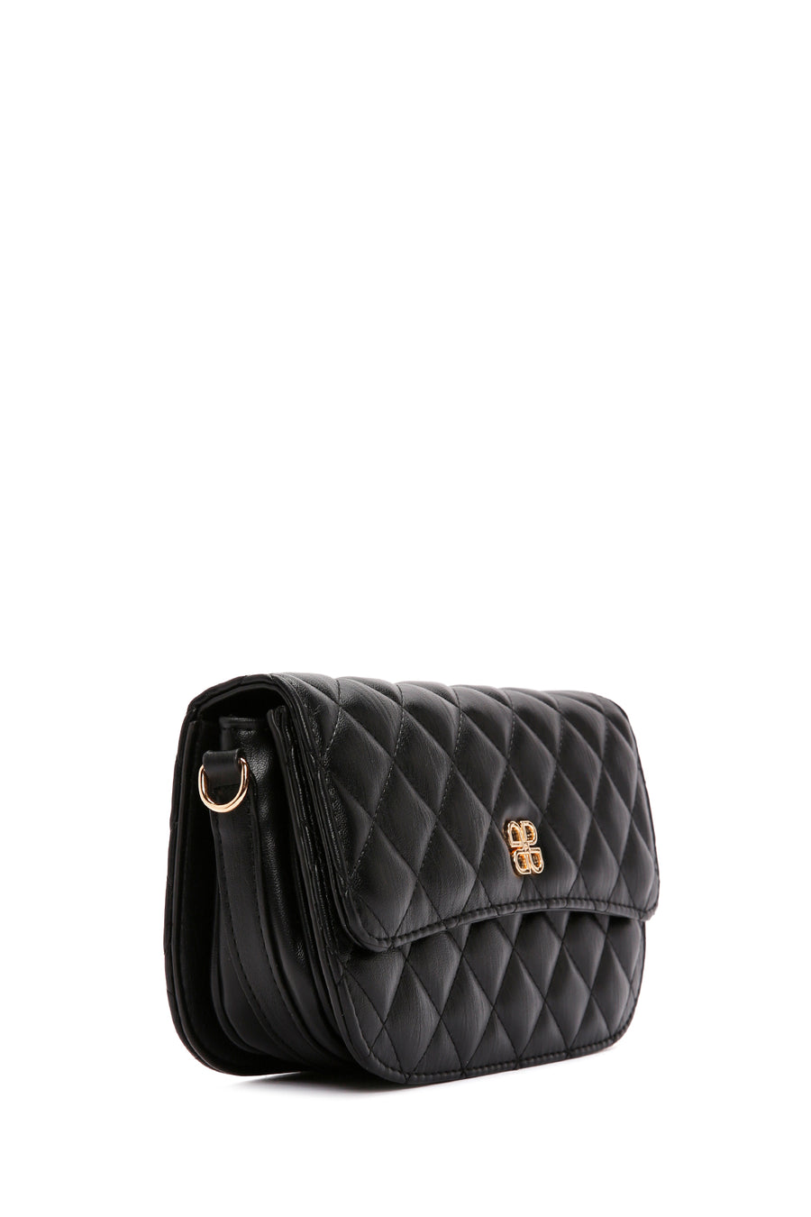 Women's Black Long Strap Quilted Crossbody Bag
