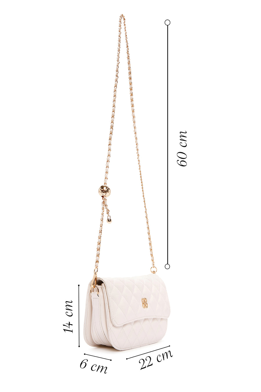 Women's Cream Long Strap Quilted Crossbody Bag