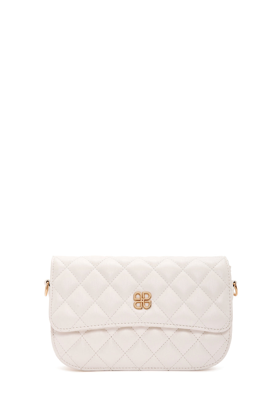 Women's Cream Long Strap Quilted Crossbody Bag
