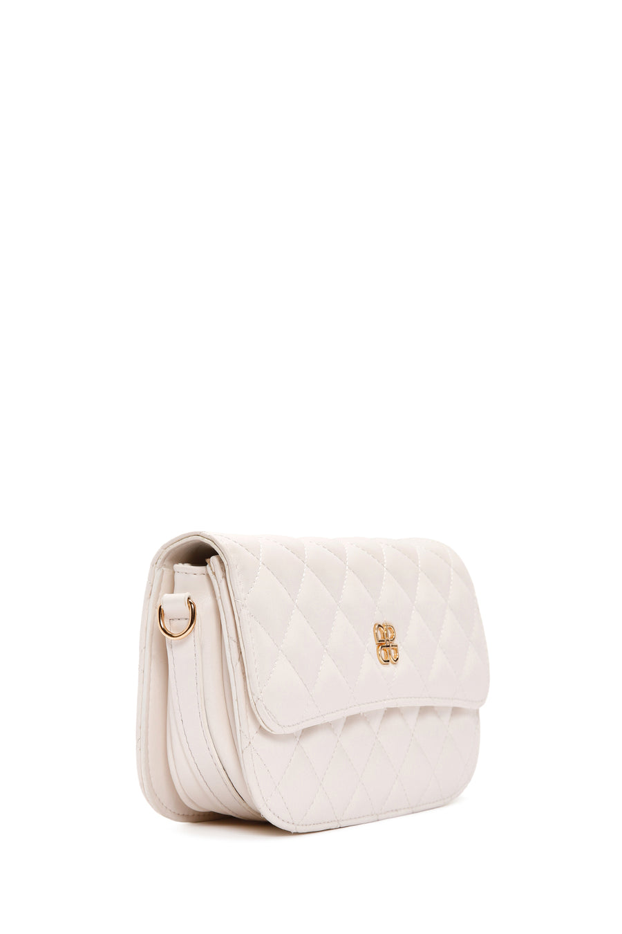 Women's Cream Long Strap Quilted Crossbody Bag