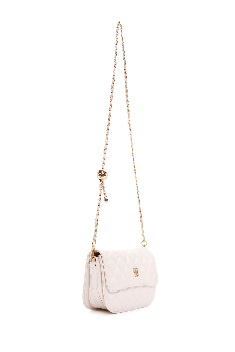 Women's Cream Long Strap Quilted Crossbody Bag
