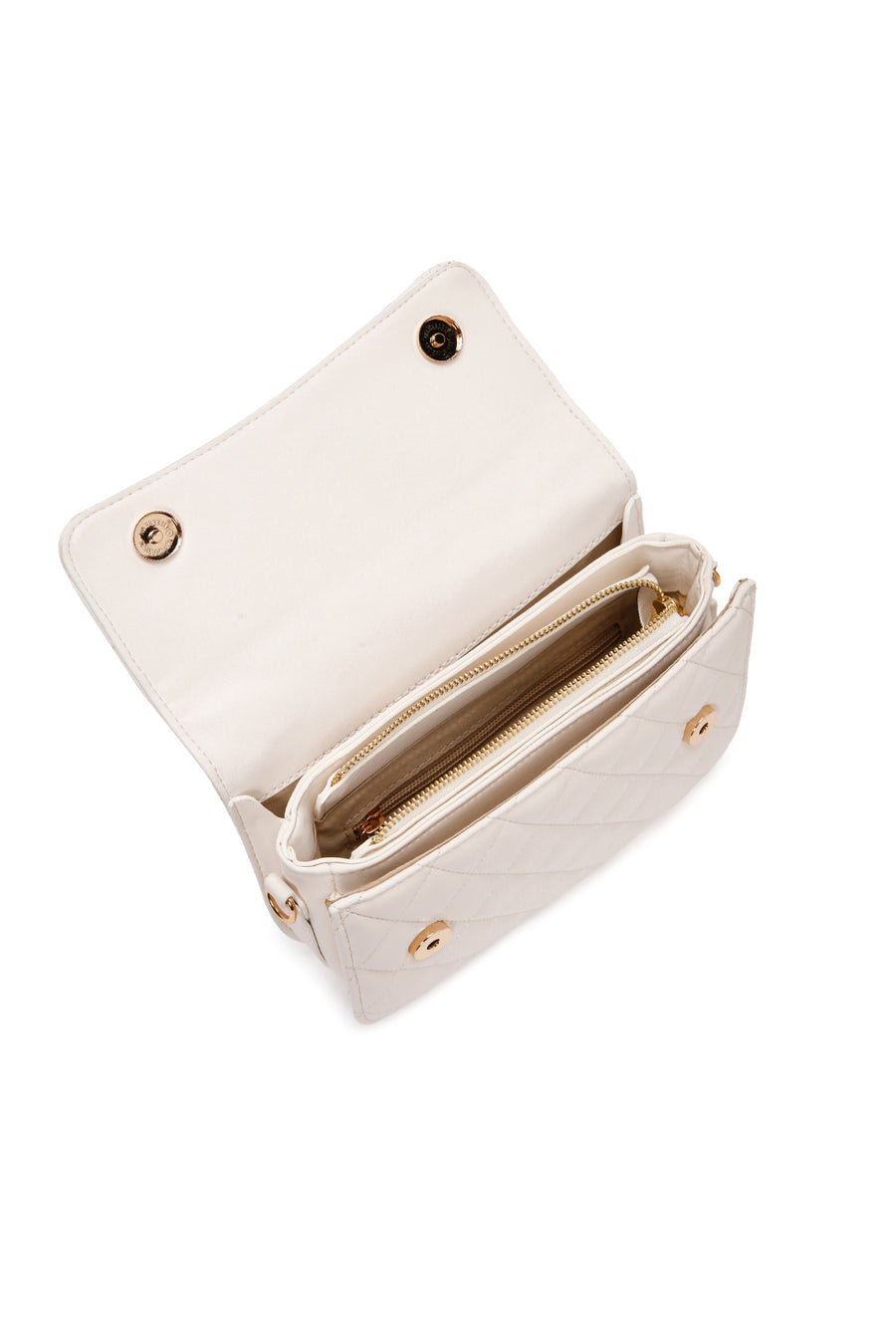 Women's Cream Long Strap Quilted Crossbody Bag