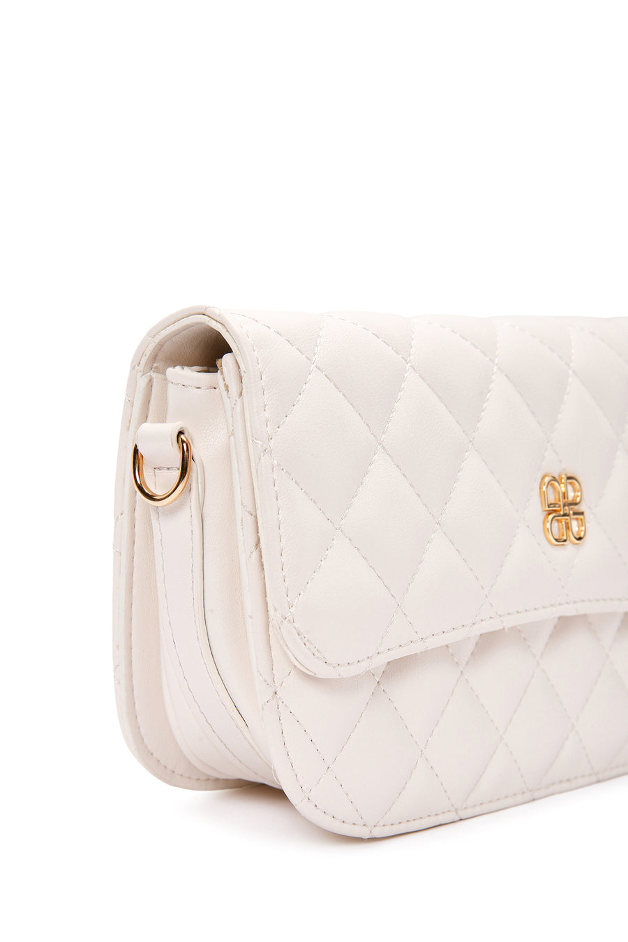Women's Cream Long Strap Quilted Crossbody Bag