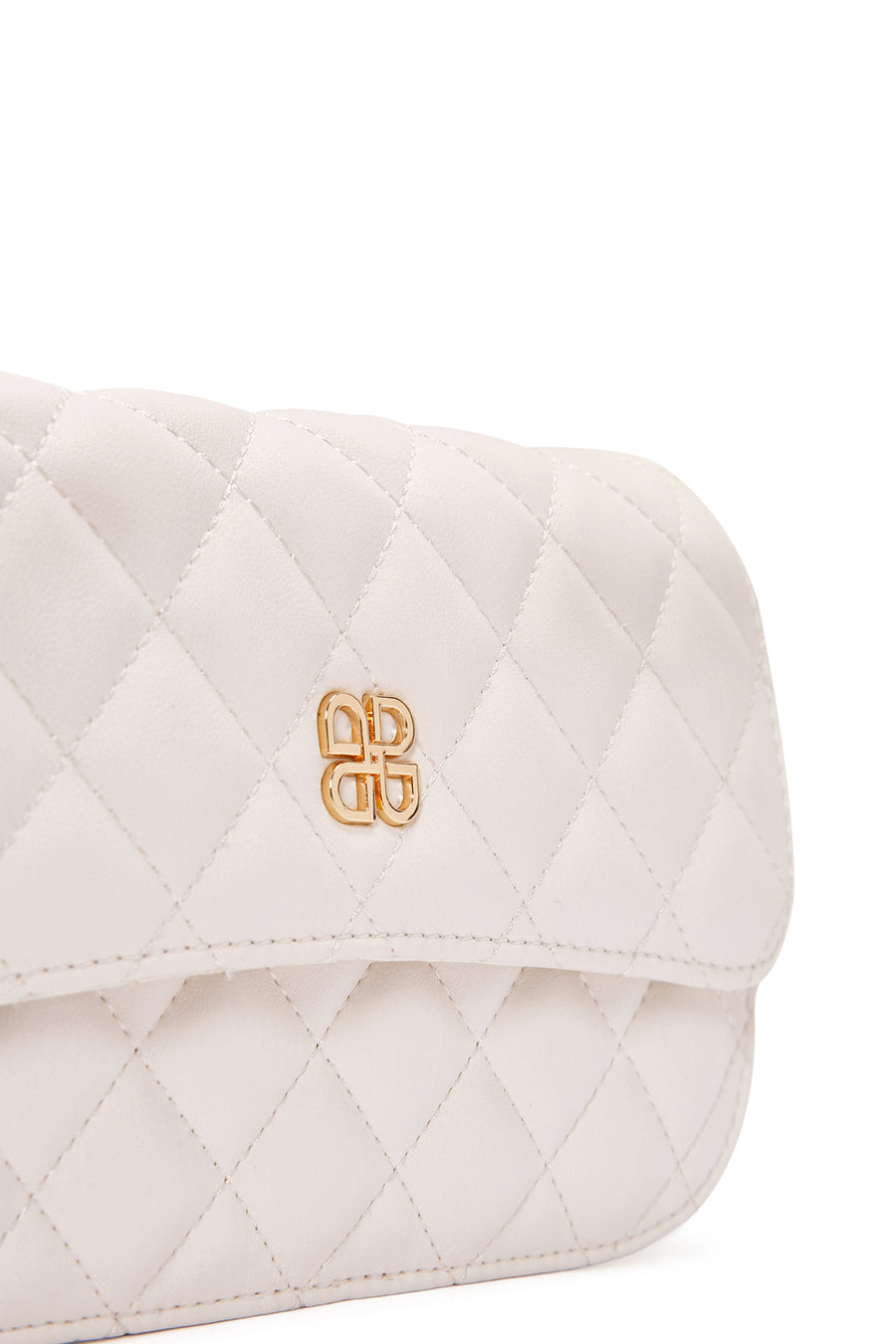 Women's Cream Long Strap Quilted Crossbody Bag