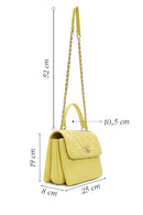 Women Yellow Long Strap Quilted Sleeve Bag | Derimod