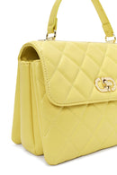 Women Yellow Long Strap Quilted Sleeve Bag | Derimod