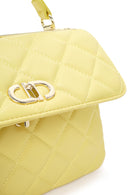 Women Yellow Long Strap Quilted Sleeve Bag | Derimod