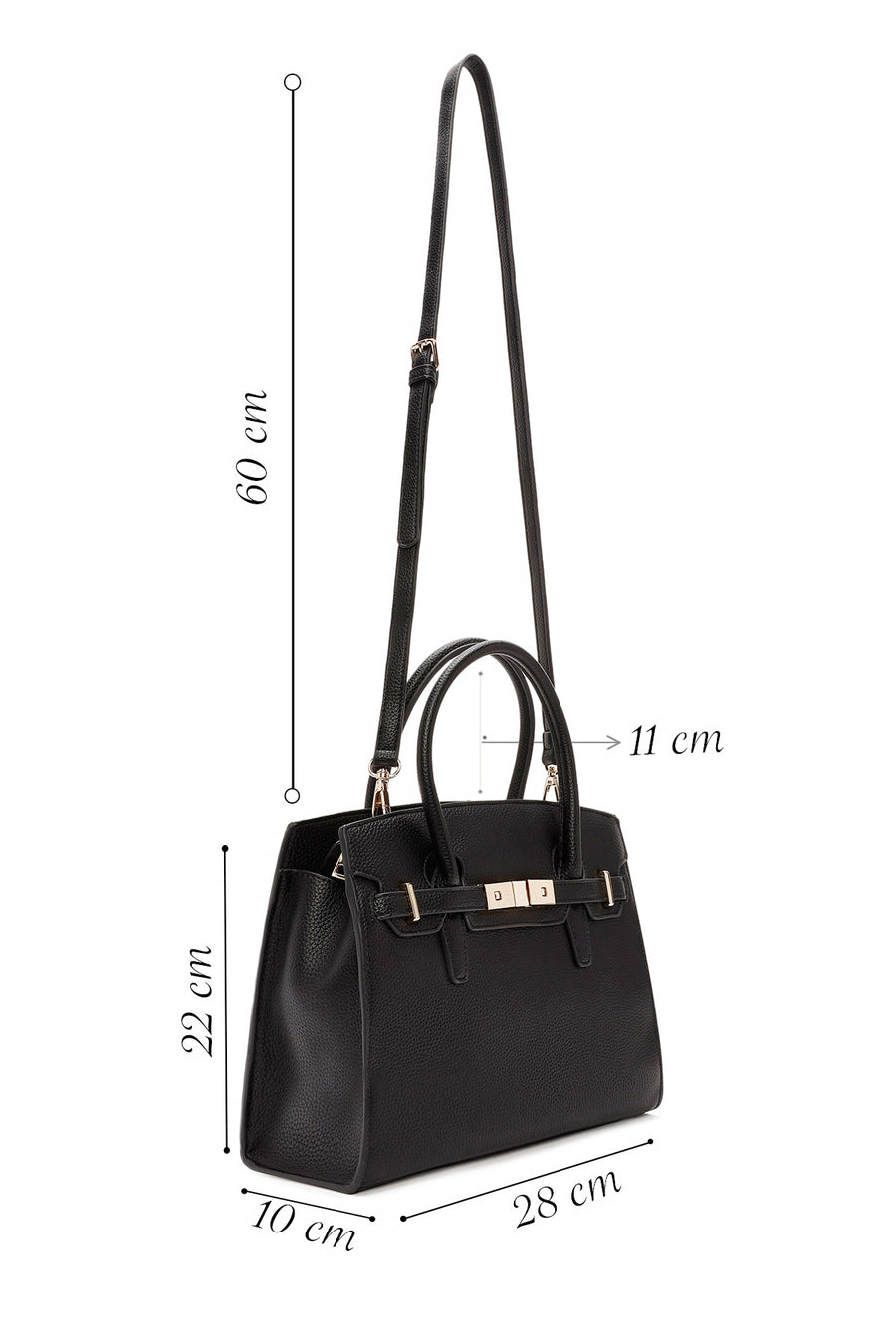 Women's Black Long Strap Classic Handbag