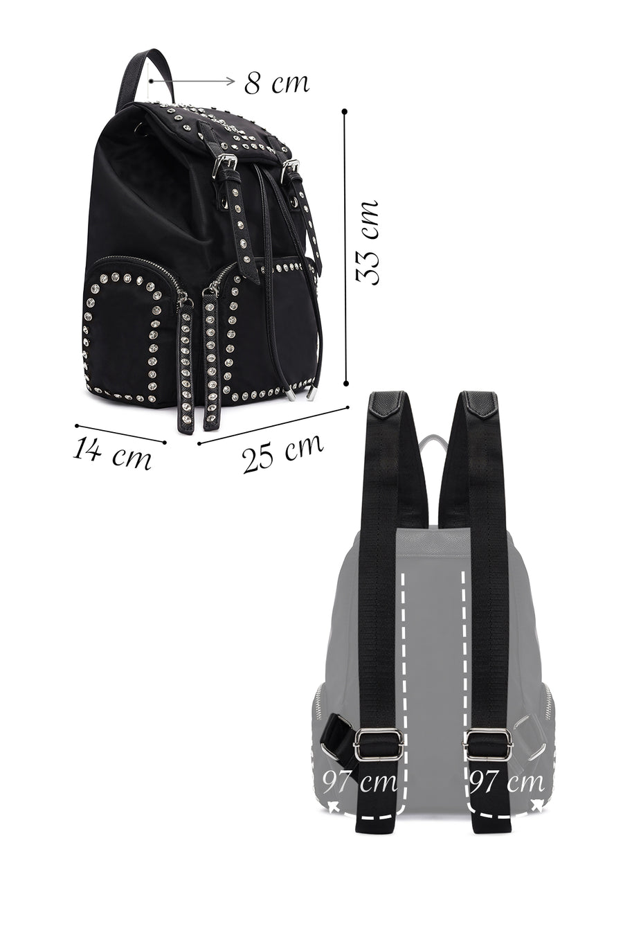 Women's Black Fabric Backpack