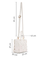 Women's Cream Long Strap Knitted Patterned Crossbody Bag | Derimod