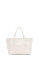 Women's Cream Long Strap Knitted Patterned Crossbody Bag | Derimod