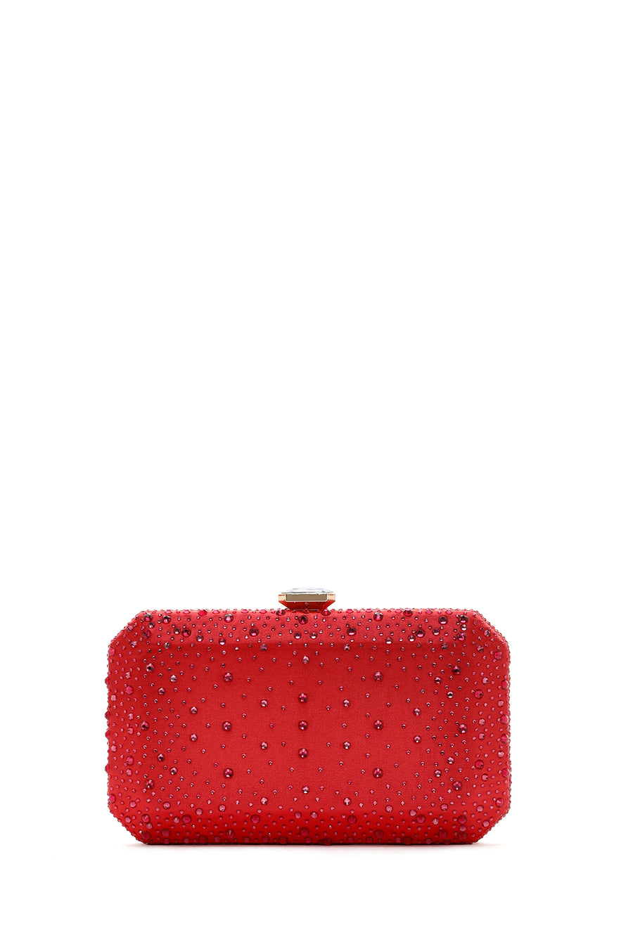 Women's Orange Long Chain Strap Stoned Clutch Bag