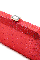 Women's Orange Long Chain Strap Stoned Clutch Bag | Derimod