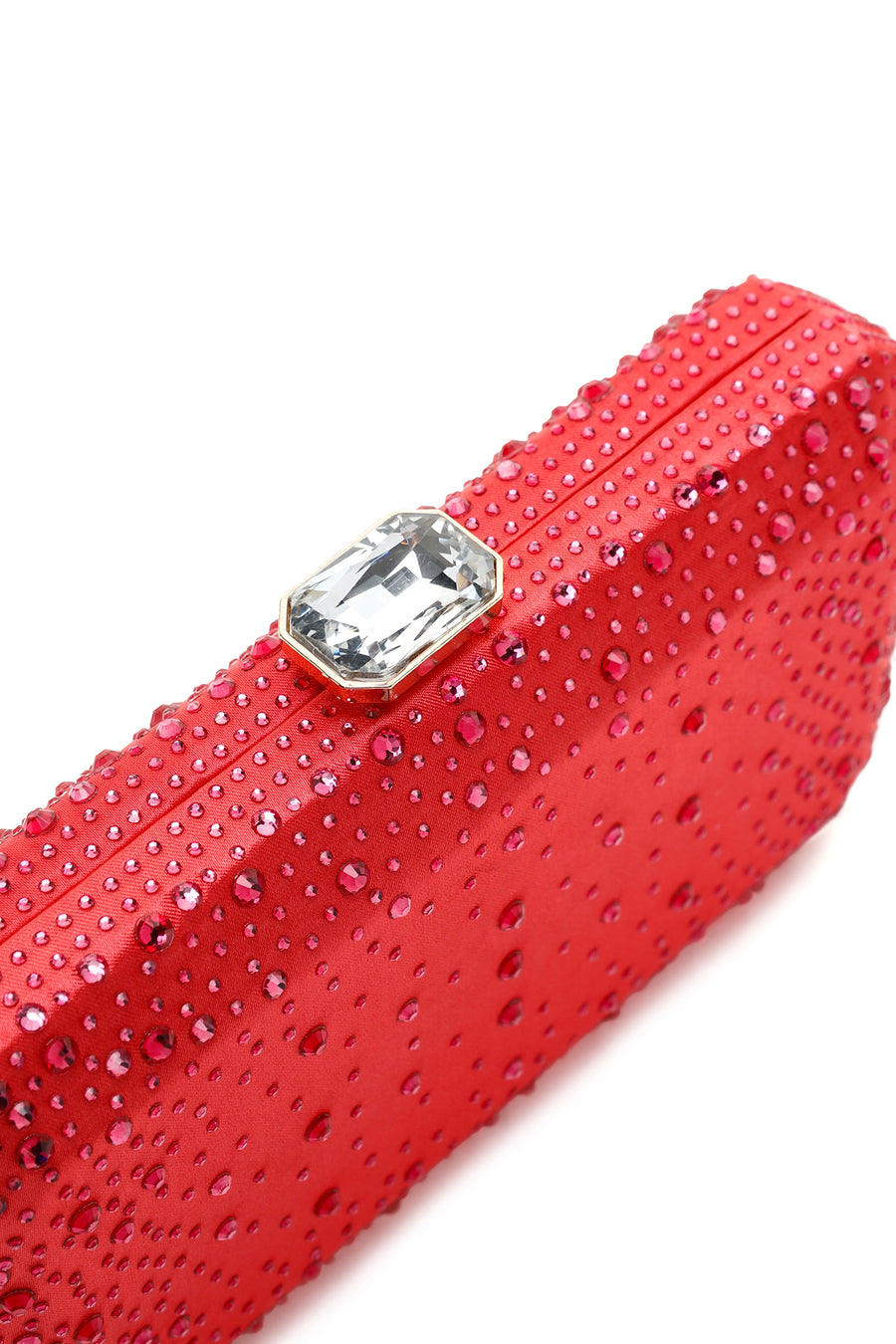 Women's Orange Long Chain Strap Stoned Clutch Bag