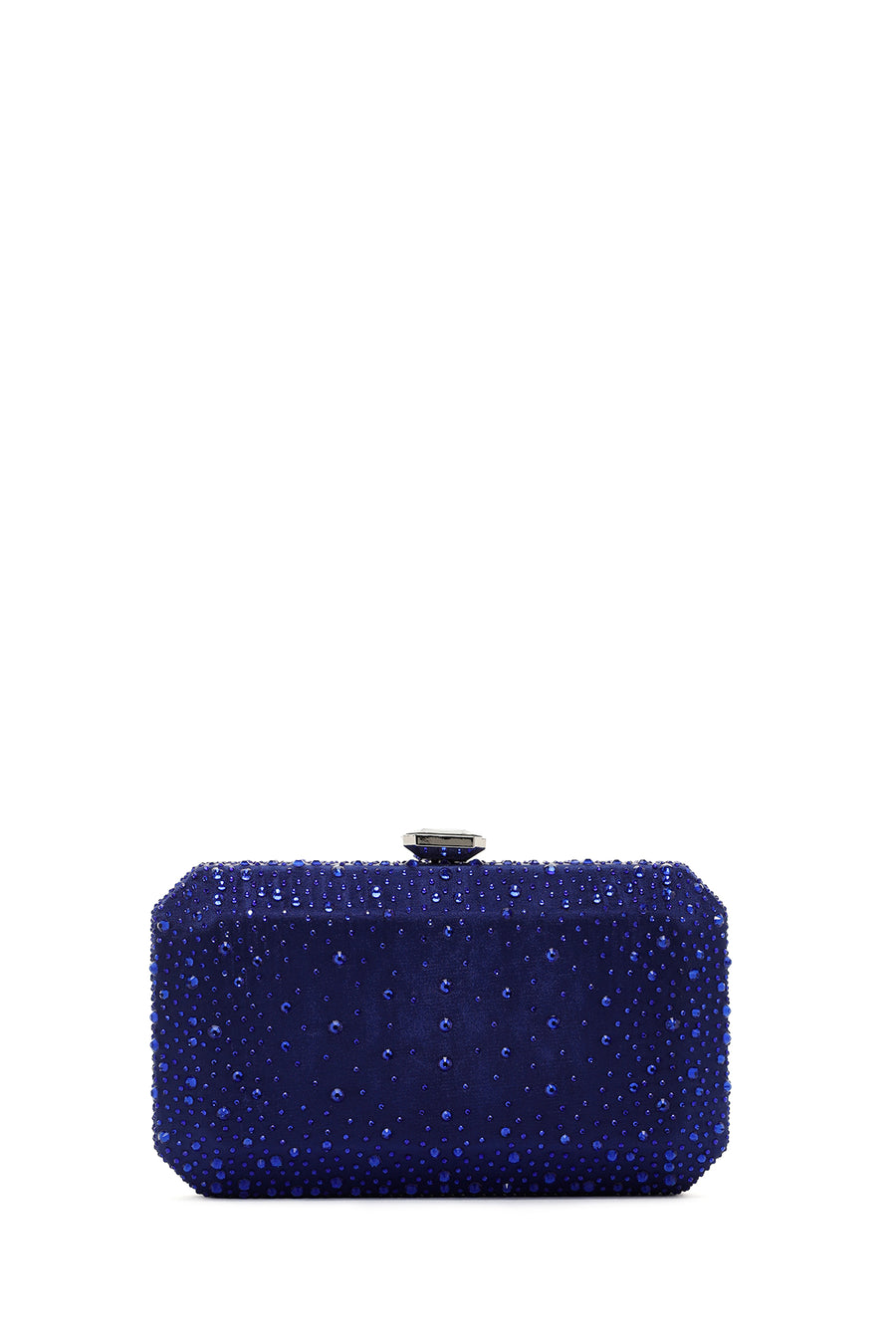 Women's Blue Long Chain Strap Stoned Clutch Bag