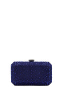 Women's Blue Long Chain Strap Stoned Clutch Bag | Derimod