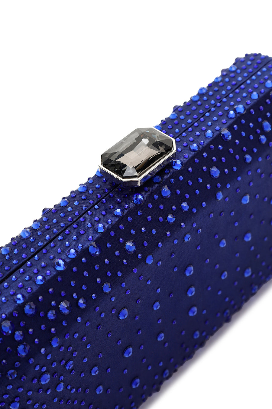 Women's Blue Long Chain Strap Stoned Clutch Bag