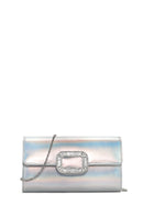 Women's White Long Chain Strap Stoned Clutch Bag | Derimod
