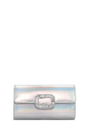 Women's White Long Chain Strap Stoned Clutch Bag | Derimod