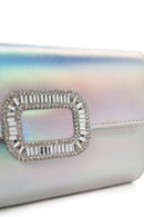 Women's White Long Chain Strap Stoned Clutch Bag | Derimod