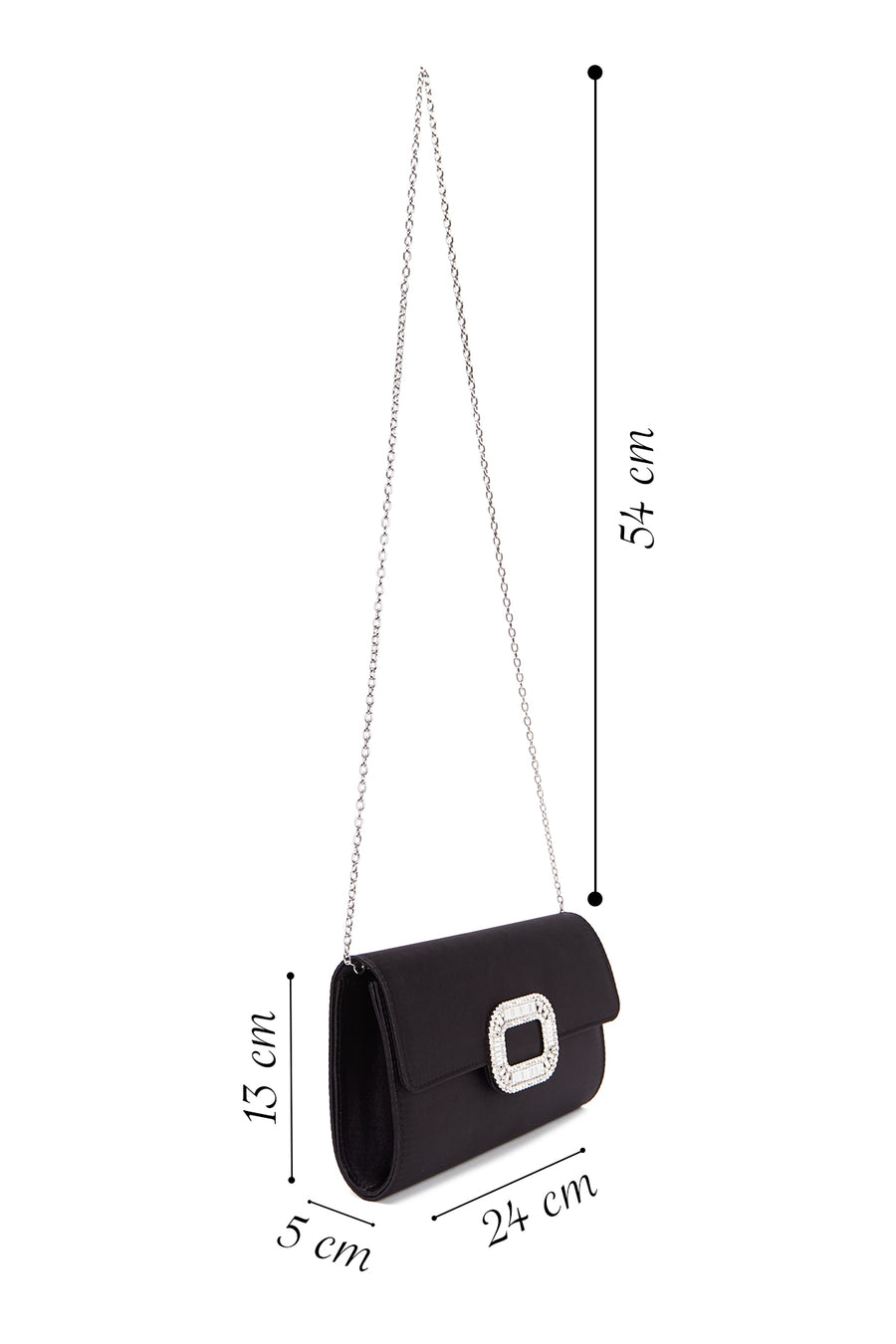 Women's Black Long Chain Strap Clutch Bag
