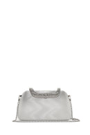 Women's Silver Long Chain Strap Stoned Clutch Bag | Derimod