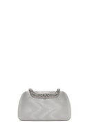 Women's Silver Long Chain Strap Stoned Clutch Bag | Derimod