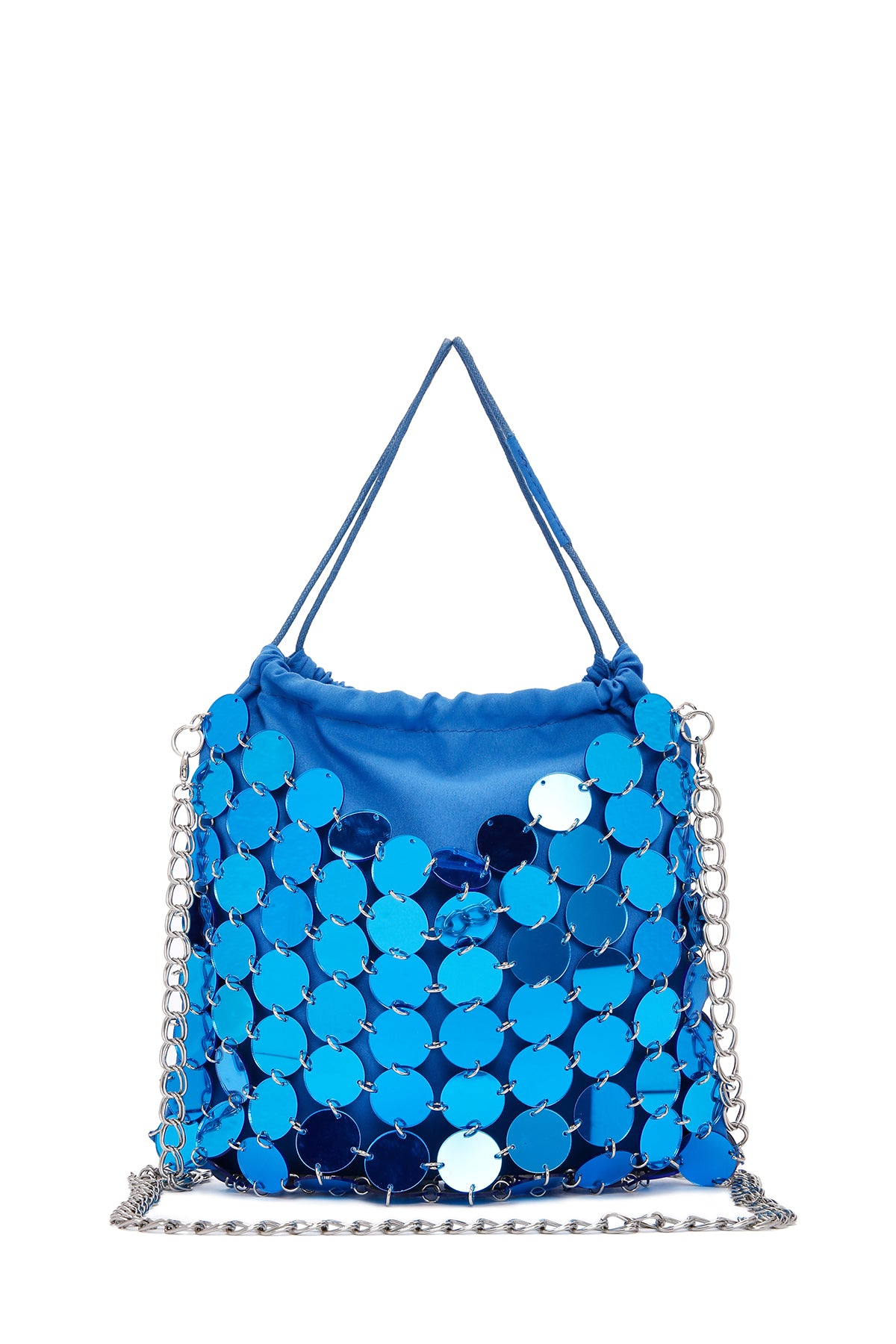 Women's Blue Long Chain Strap Sequin Evening Bag 24SBD272646 | Derimod