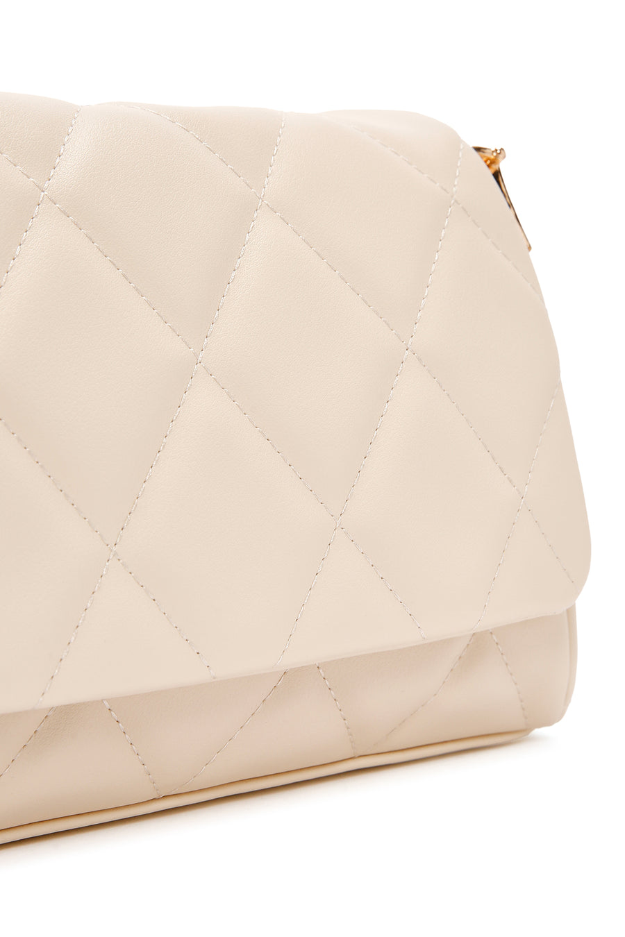 Women's Cream Quilted Shoulder Bag