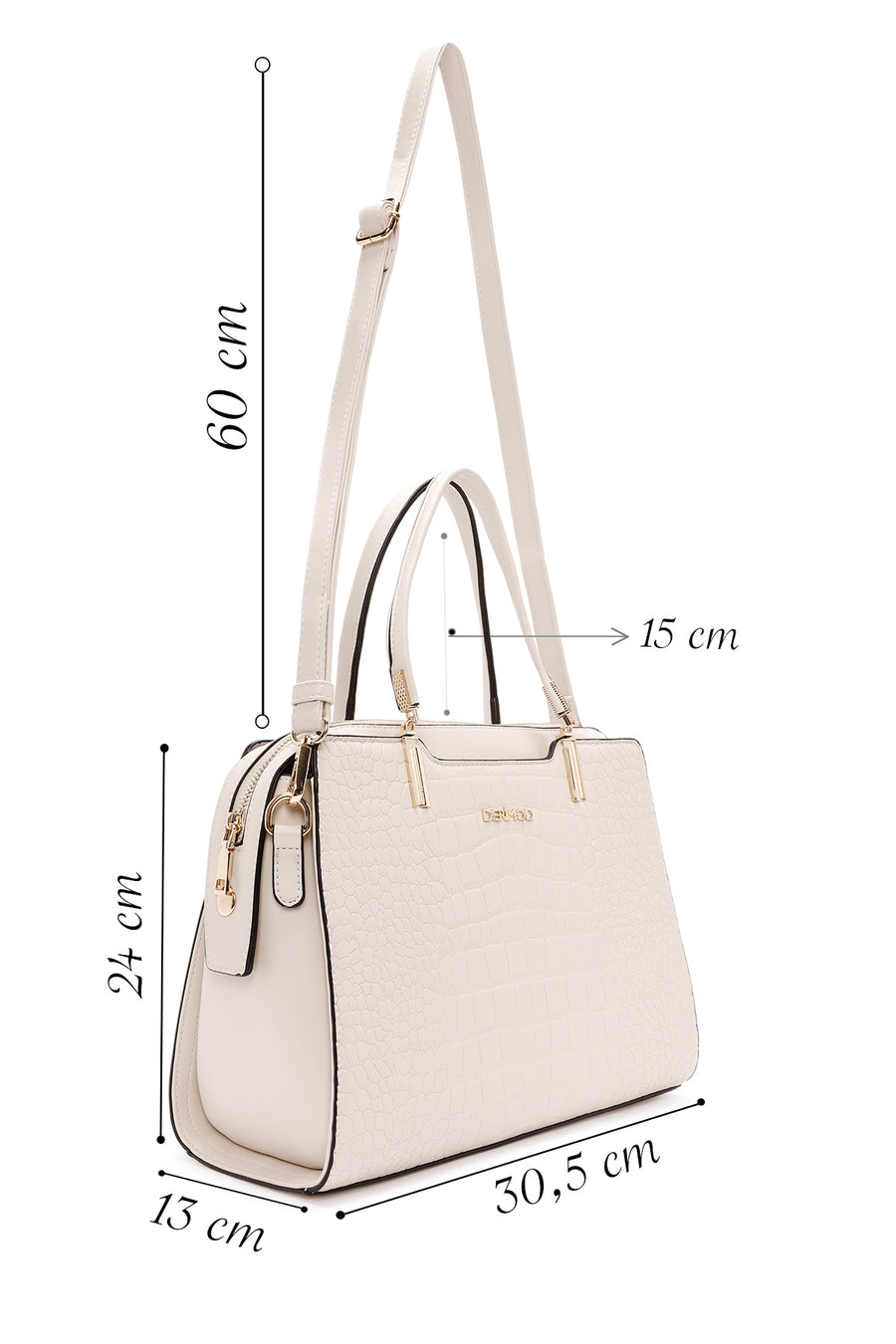 Women's Cream Croco Shoulder Bag