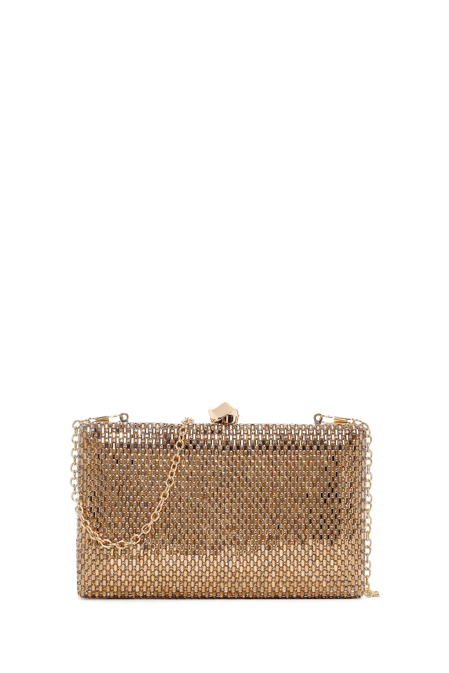 Women's Gold Long Chain Strap Stoned Clutch Bag 24SBD2920TS | Derimod