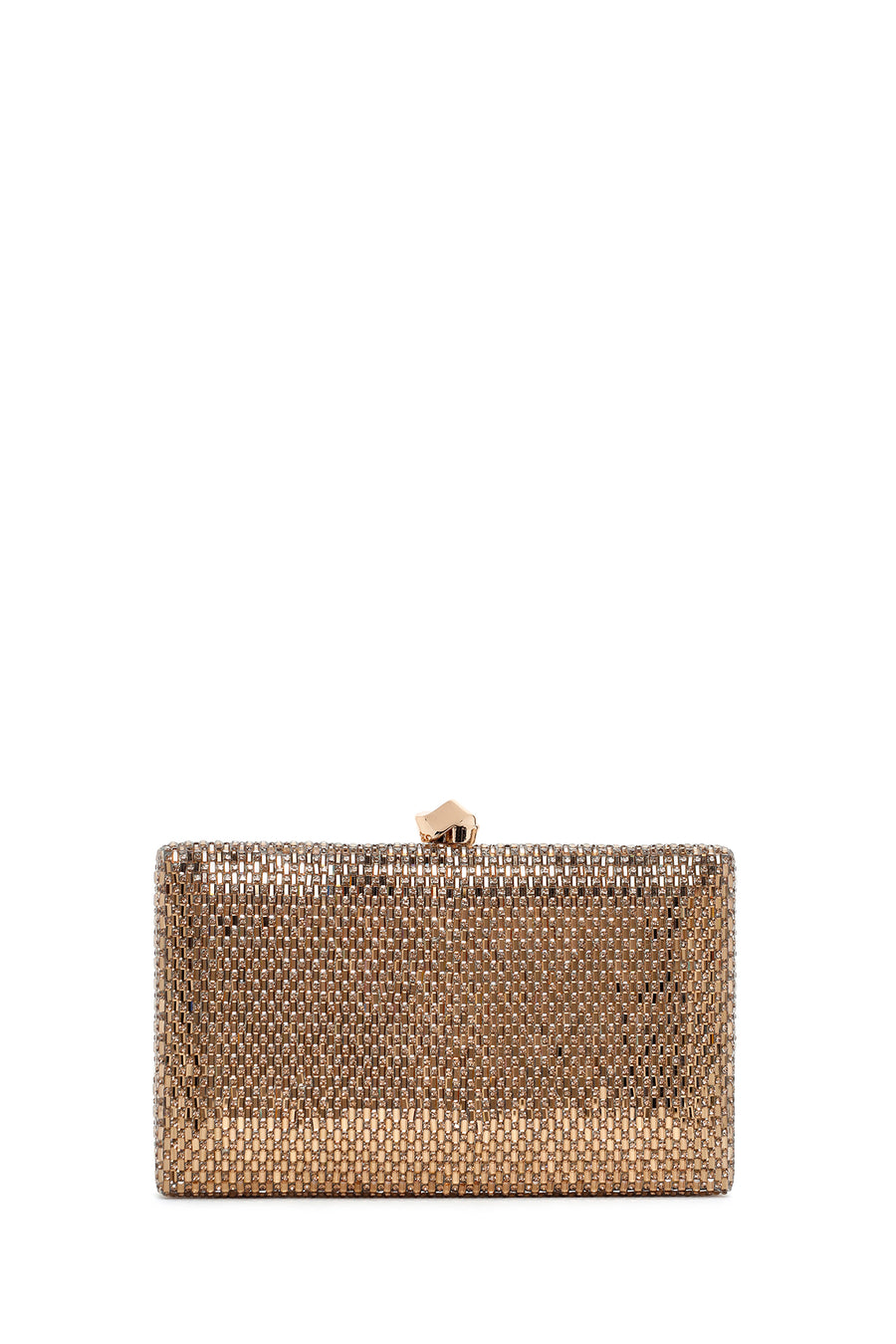 Women's Gold Long Chain Strap Stoned Clutch Bag