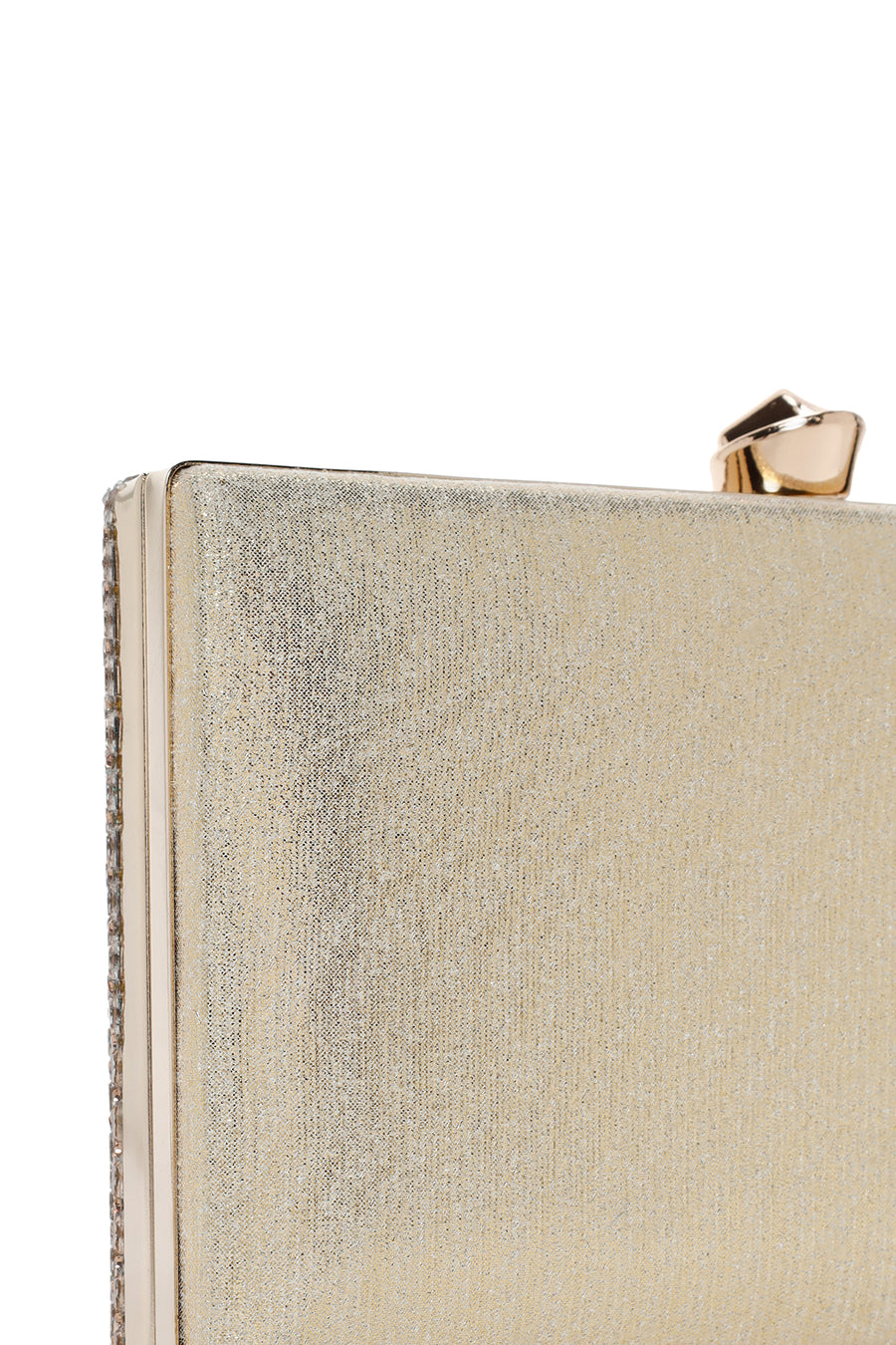 Women's Gold Long Chain Strap Stoned Clutch Bag