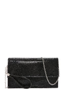 Women's Black Long Chain Strap Stoned Clutch Bag | Derimod