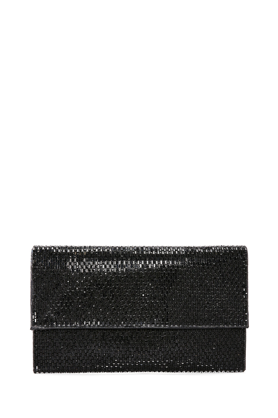 Women's Black Long Chain Strap Stoned Clutch Bag