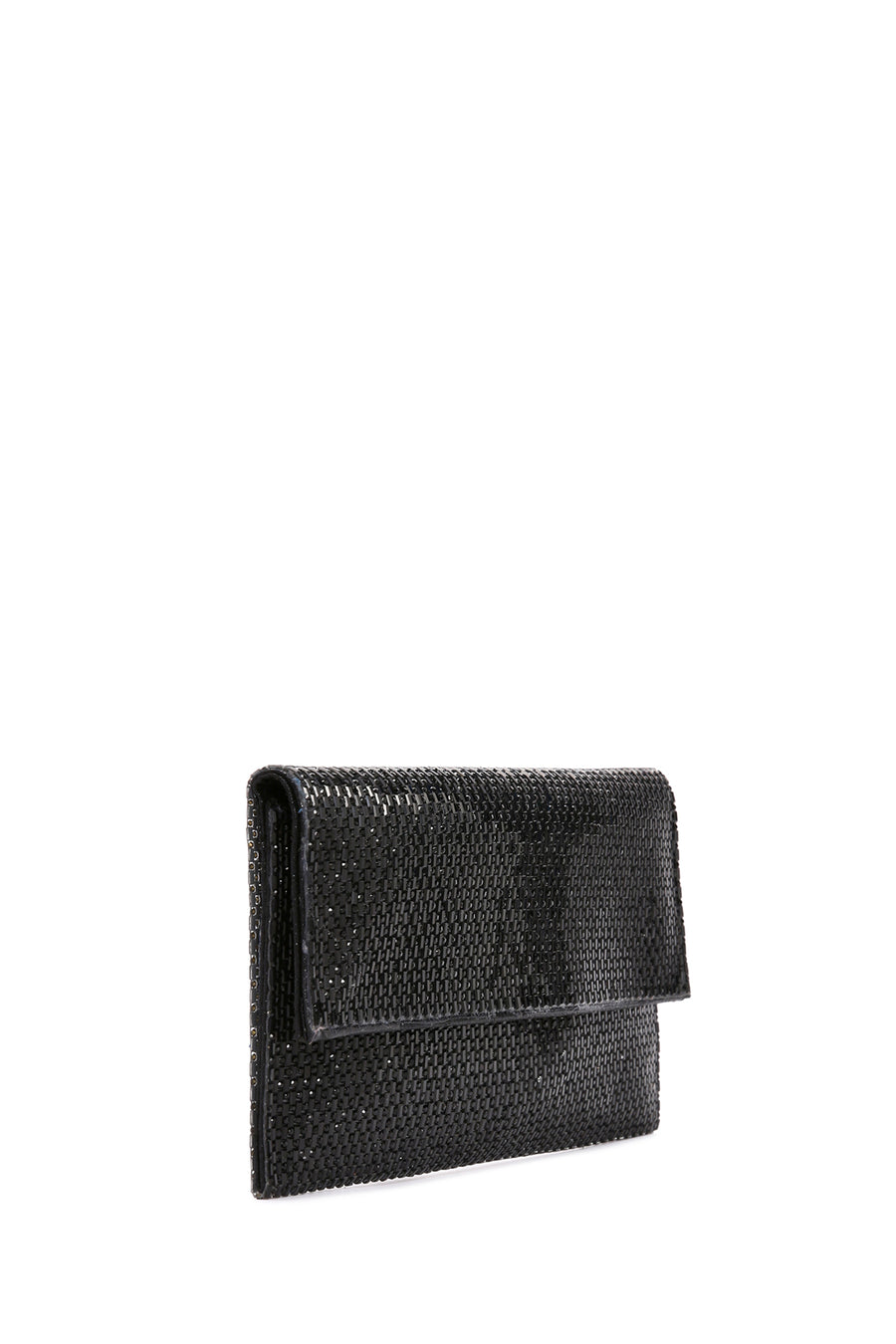 Women's Black Long Chain Strap Stoned Clutch Bag