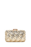 Women's Gold Long Chain Strap Knitted Patterned Crossbody Bag | Derimod