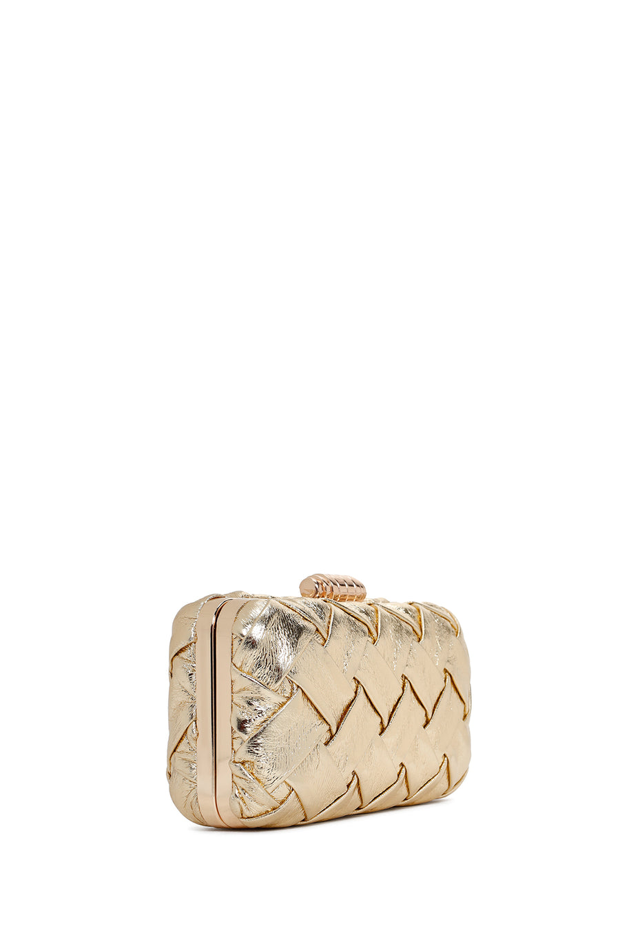 Women's Gold Long Chain Strap Knitted Patterned Crossbody Bag