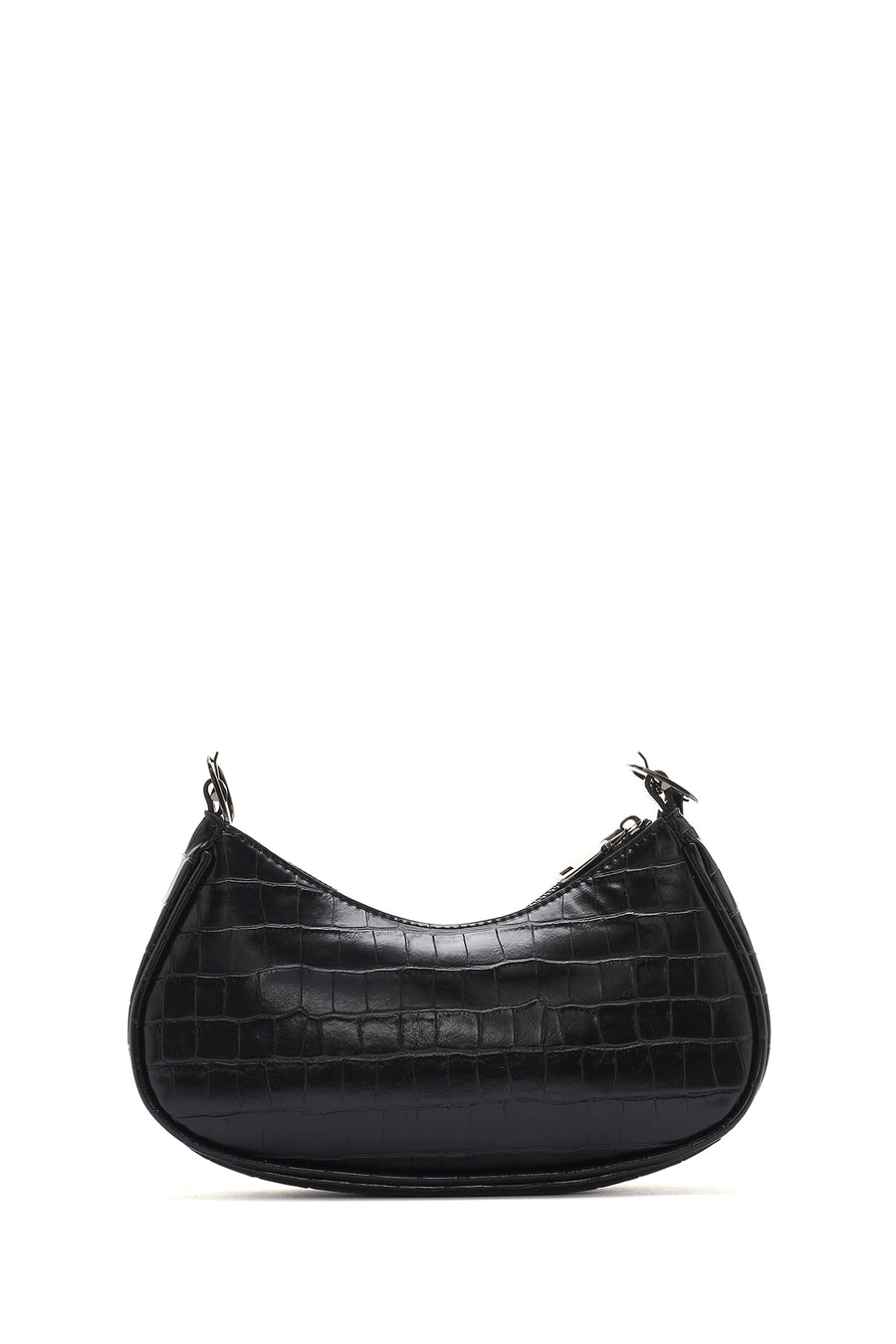 Women's Black Long Strap Crocodile Patterned Shoulder Bag