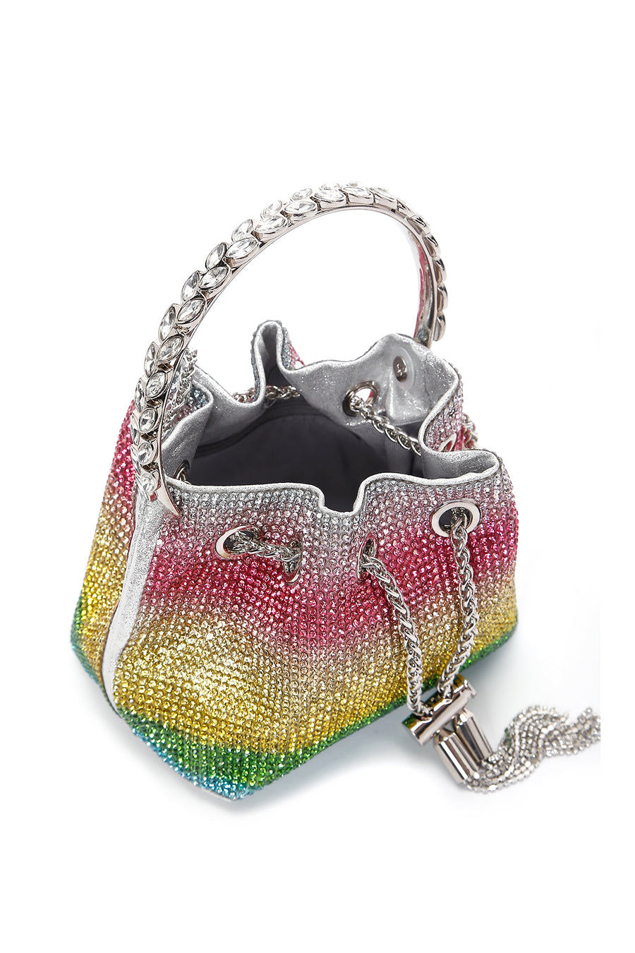 Women's Multi-Colored Long Chain Strap Stone Cross Bag