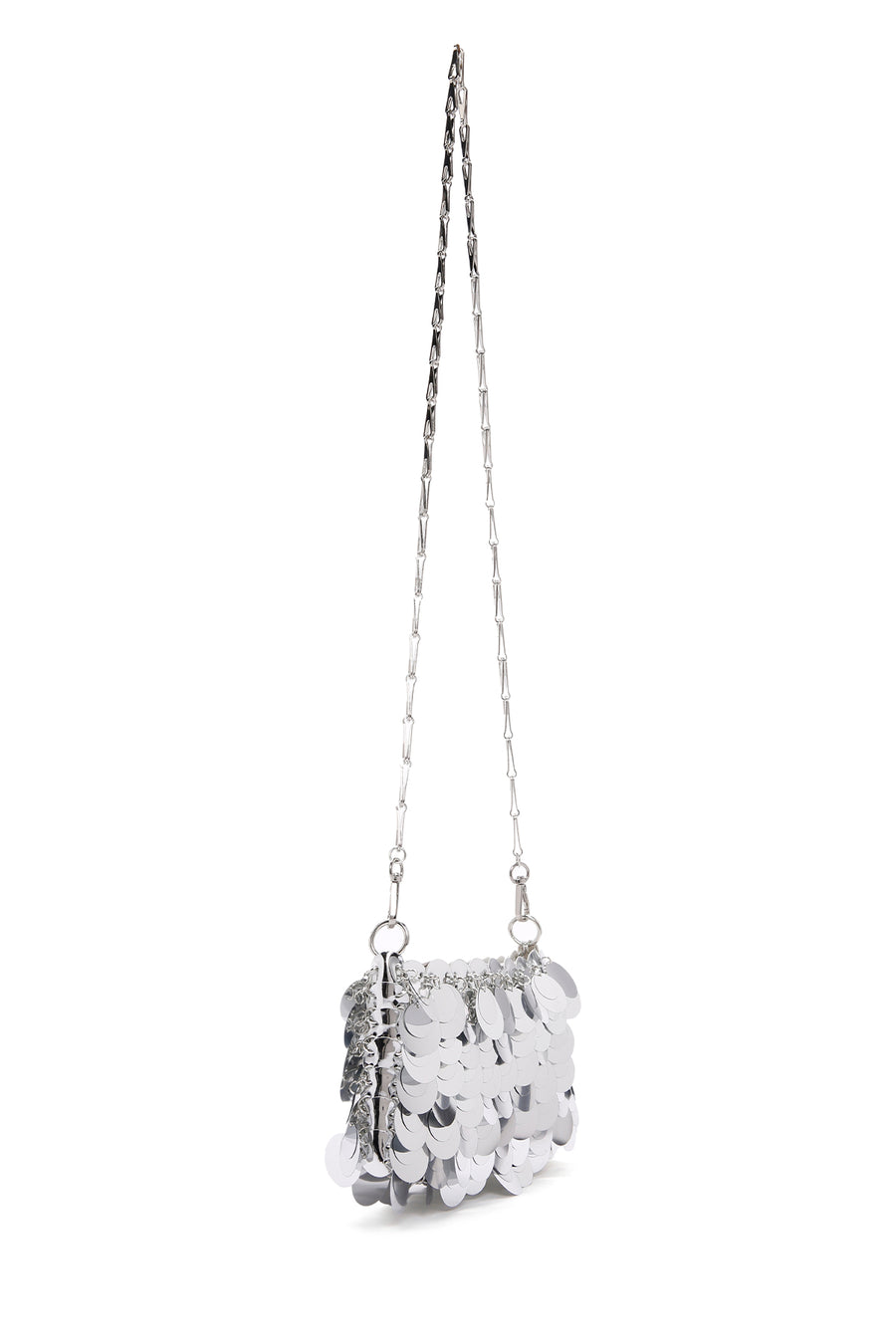 Women's Silver Long Chain Strap Sequin Cross Bag